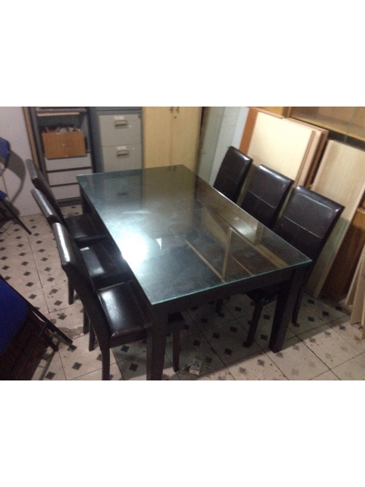 Thanh Lý Bộ Bàn Ăn Gỗ Bọc Nệm 6 Ghế Cũ